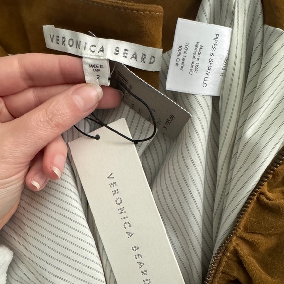 Veronica Beard XS Suede Skirt Short Gathered Brown Leather Mini NWT - Picture 8 of 11